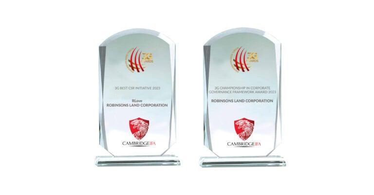 Cambridge International Financial Advisory (Cambridge IFA) named Robinsons Land Corporation (RLC) among this year's awardees of the Global Good Governance Awards or 3G Awards.