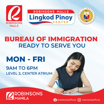 Robinsons Malls is the official partner of the Bureau of Immigration